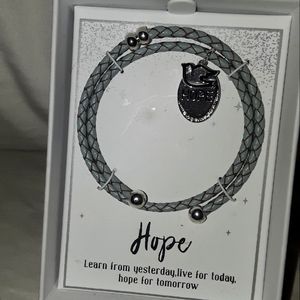 ***SOLD*** Bracelet hope dove teal silver charms